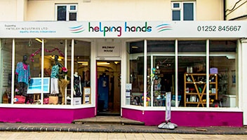 Helping Hands charity shop at Yateley Industries charity